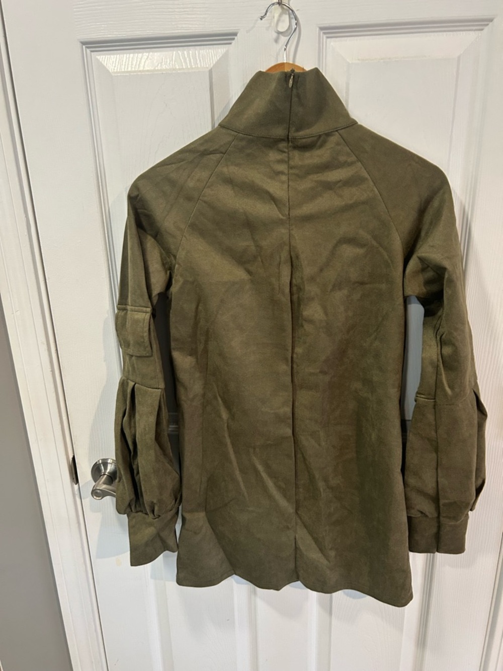 Olive Green Turtleneck Mini Dress - Picture 3 of 6